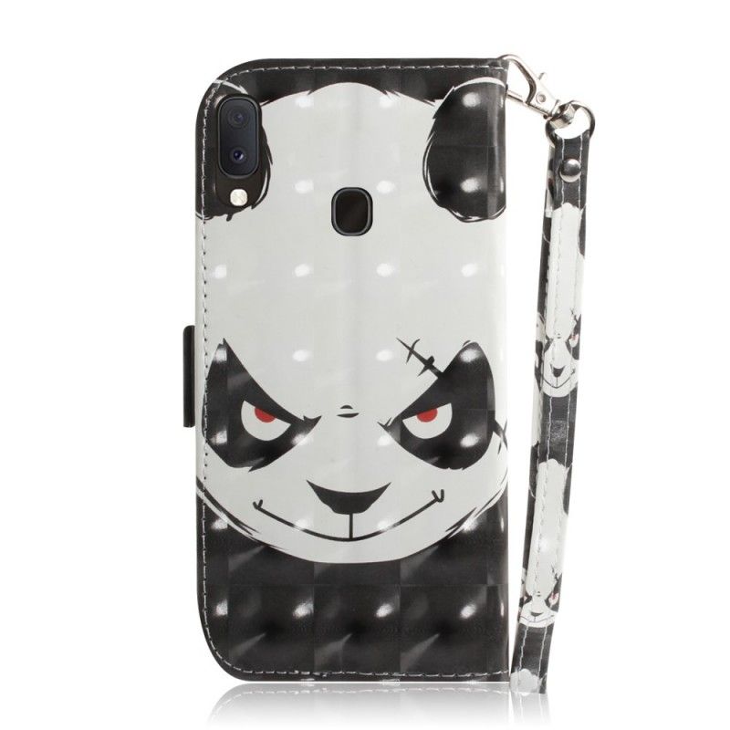 Leren Hoesje voor Samsung Galaxy A20e Boze Panda Met String