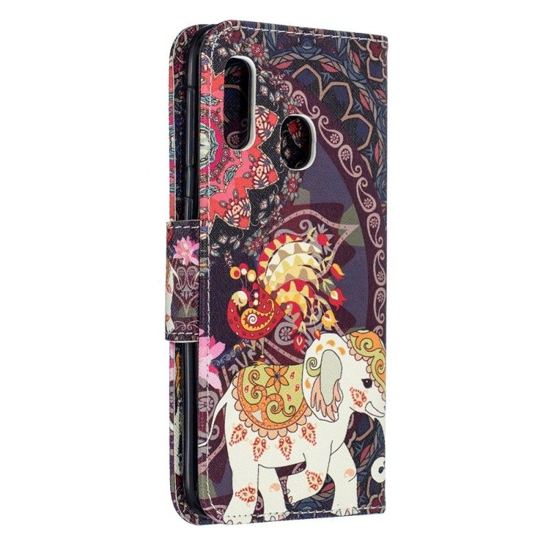 Leren Hoesje voor Samsung Galaxy A20e Etnische Olifantenmandala