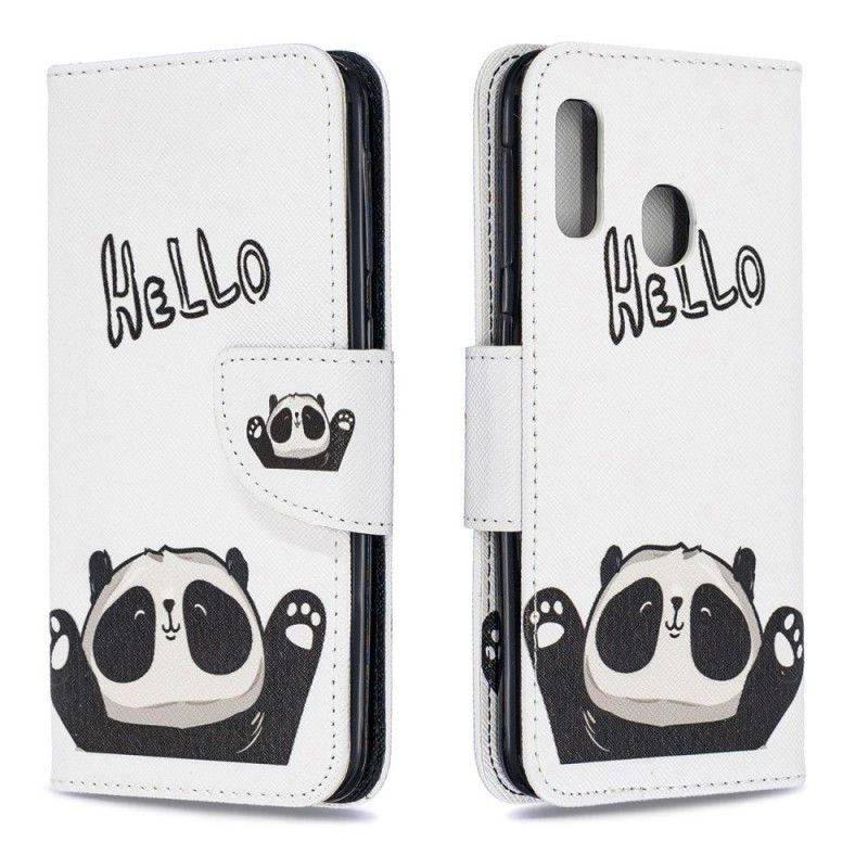 Leren Hoesje voor Samsung Galaxy A20e Hallo Panda