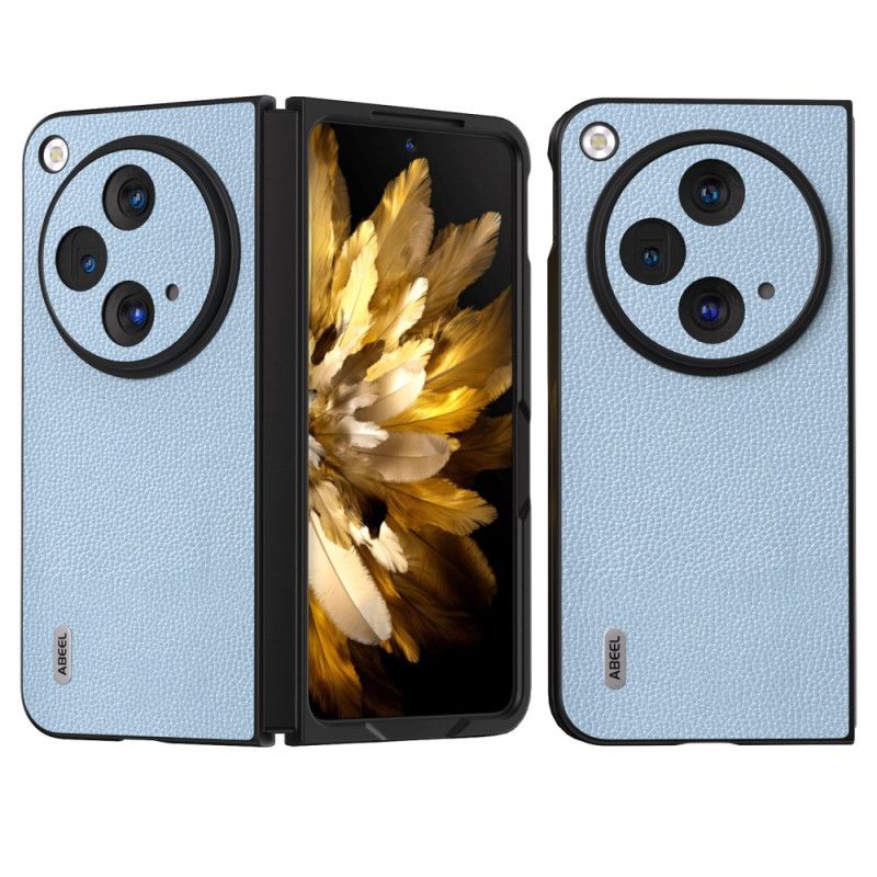 Cover Hoesje Oneplus Open Telefoonhoesje Abeel Litchi Natuurlijk Leer