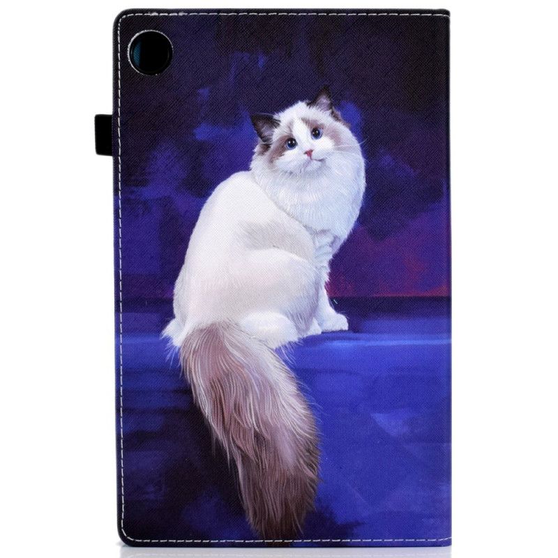 Flip Case Leren Samsung Galaxy Tab A8 (2021) Witte Kat