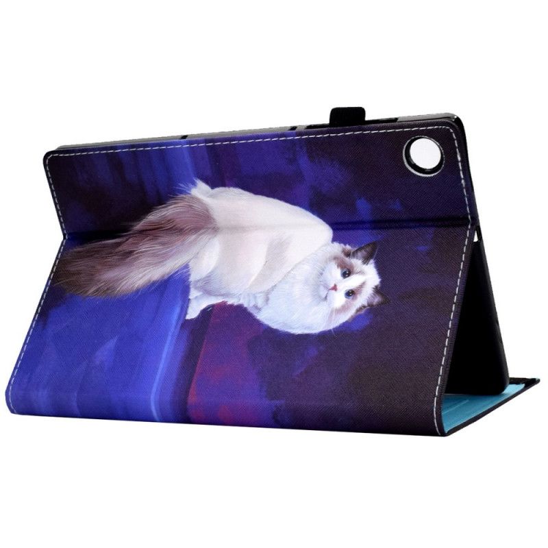 Flip Case Leren Samsung Galaxy Tab A8 (2021) Witte Kat