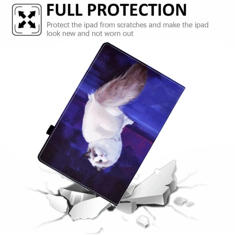 Flip Case Leren Samsung Galaxy Tab A8 (2021) Witte Kat