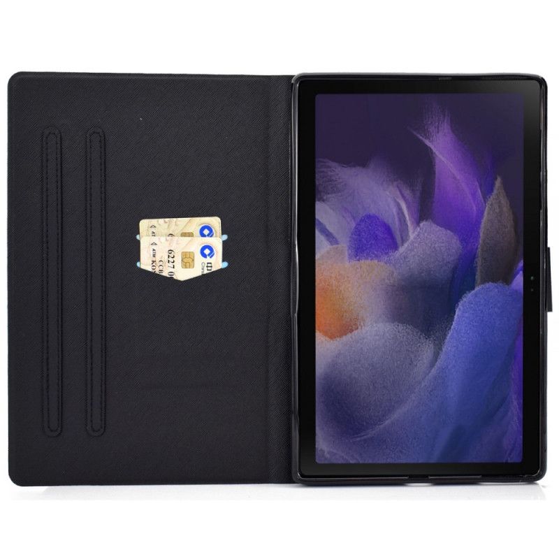 Leren Hoesje Samsung Galaxy Tab A8 (2021) Blauwe Ogen Kat