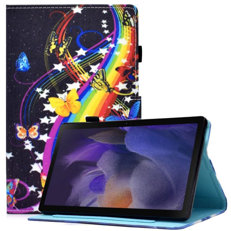 Leren Hoesje Samsung Galaxy Tab A8 (2021) Regenboogvlinders