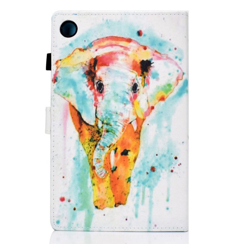 Leren Hoesje Voor Samsung Galaxy Tab A8 (2021) Aquarel Olifant