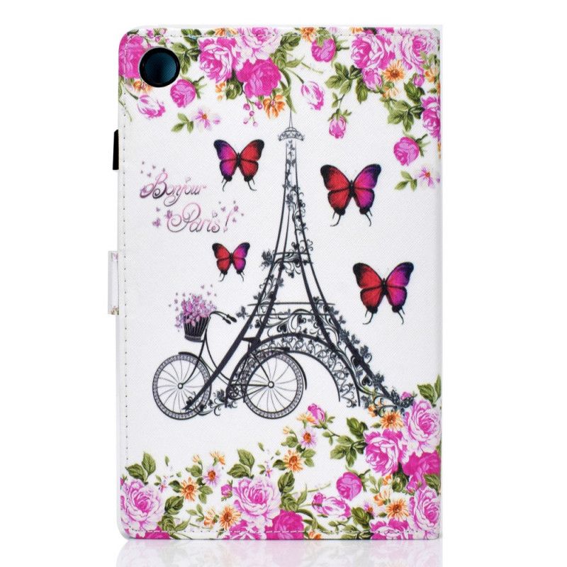 Leren Hoesje Voor Samsung Galaxy Tab A8 (2021) Eiffeltoren Fiets