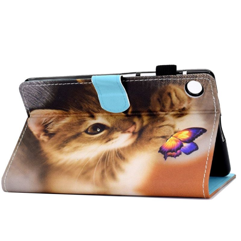 Leren Hoesje Voor Samsung Galaxy Tab A8 (2021) Mijn Kitten En Vlinder