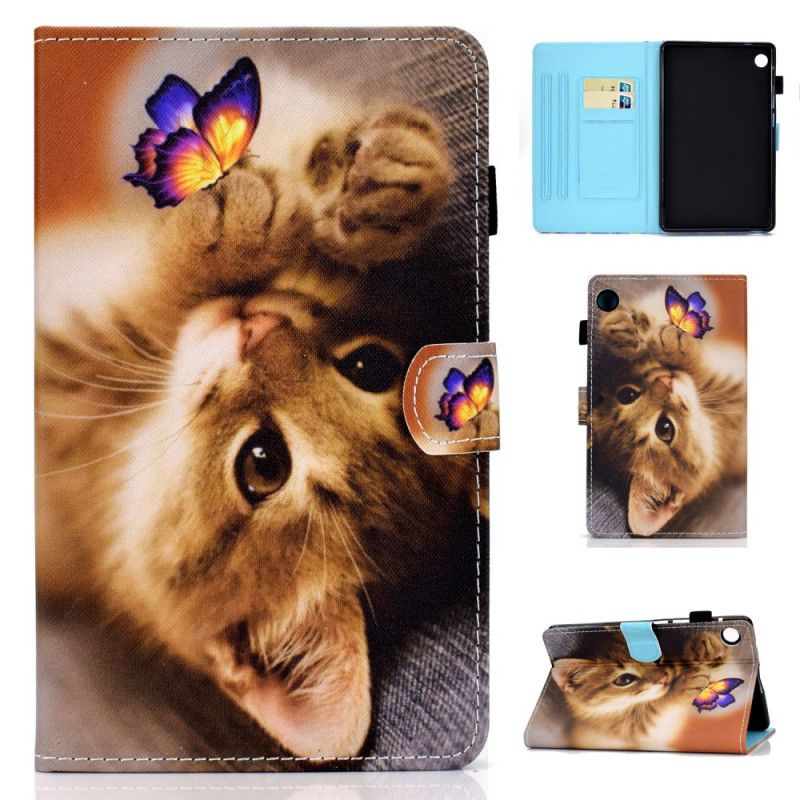 Leren Hoesje Voor Samsung Galaxy Tab A8 (2021) Mijn Kitten En Vlinder