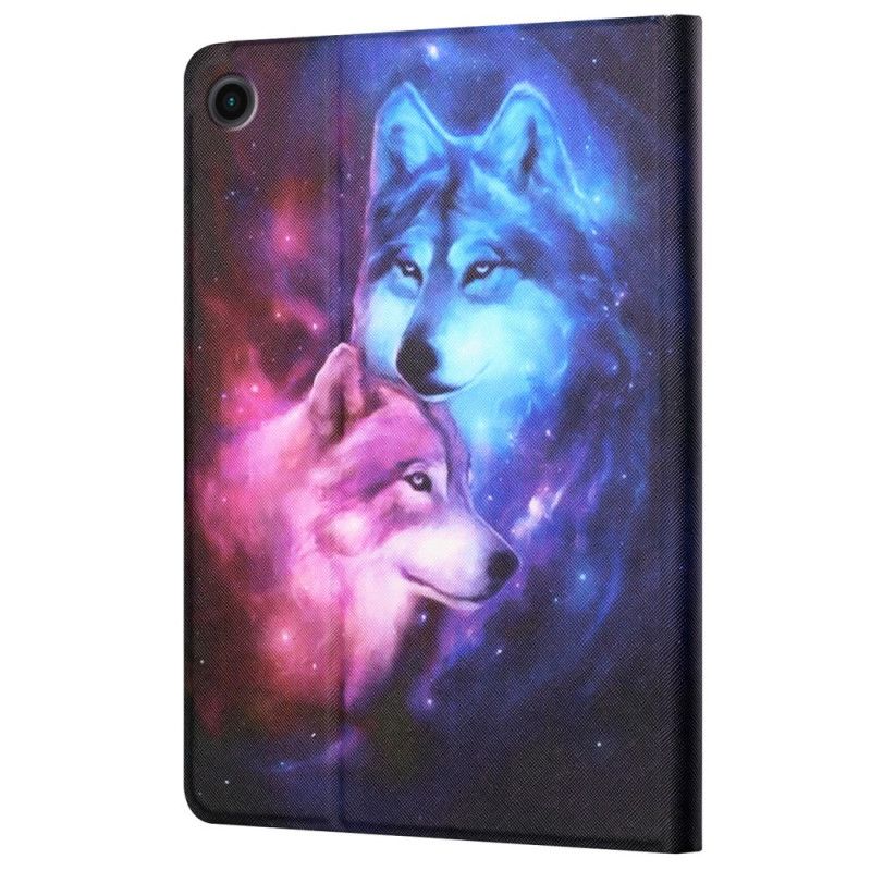 Leren Hoesje Voor Samsung Galaxy Tab A8 (2021) Wolf Koppel