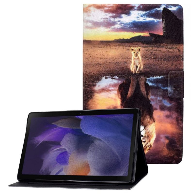 Leren Hoesje Voor Samsung Galaxy Tab A8 Droom Van Leeuwenwelp