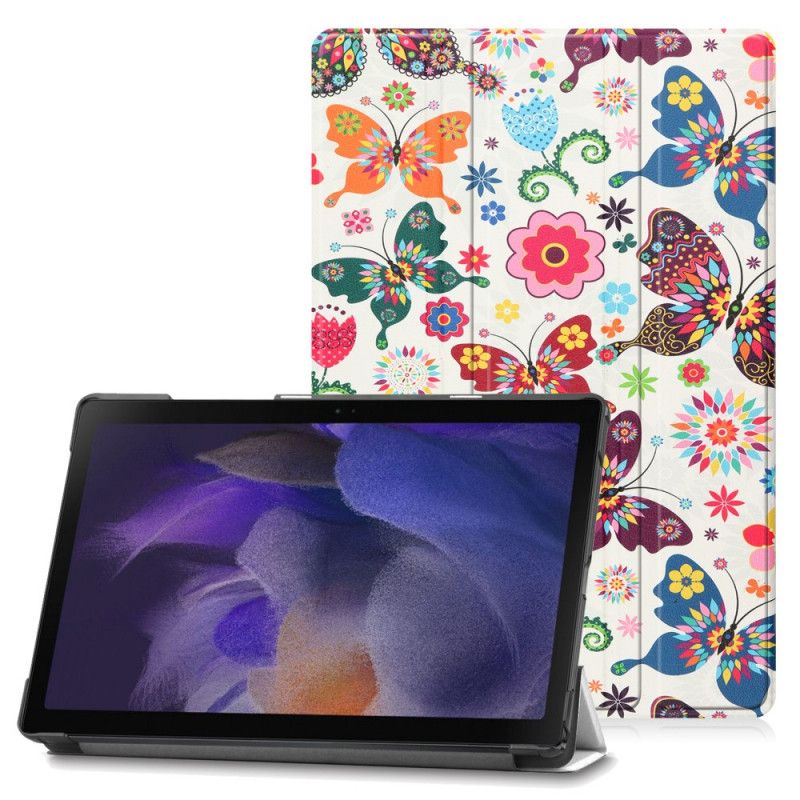 Smart Case Samsung Galaxy Tab A8 (2021) Versterkte Vlinders En Bloemen