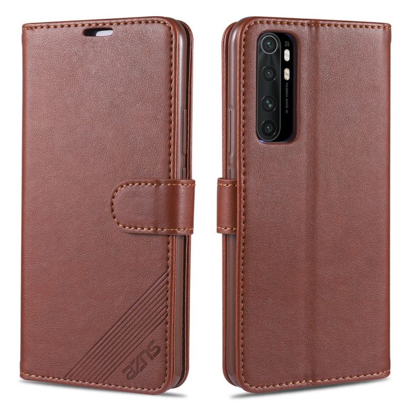 Bescherming Hoesje Xiaomi Mi Note 10 Lite Rood Zwart Azns Kunstleer