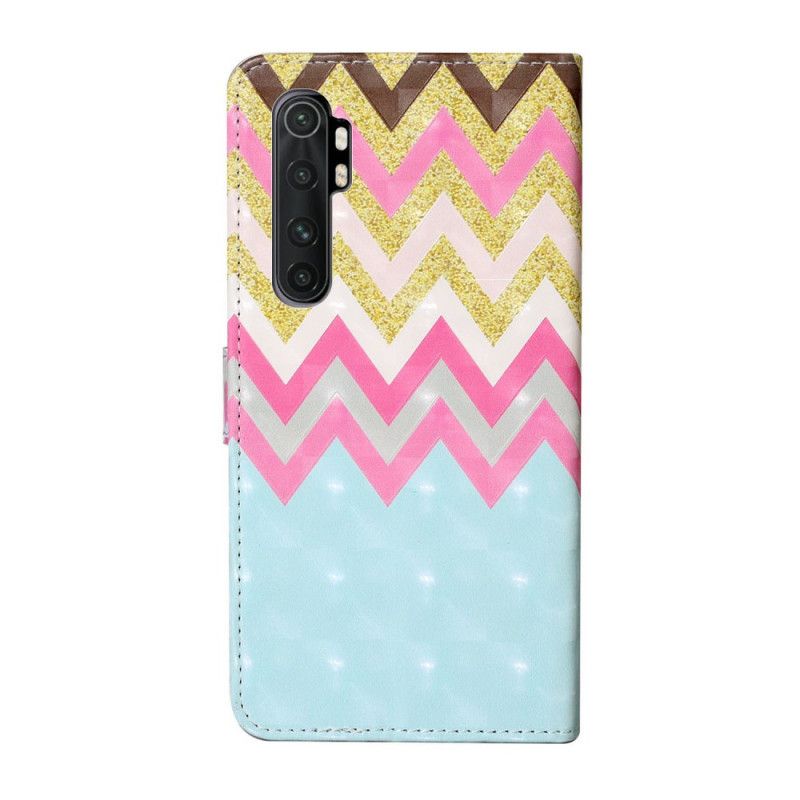 Flip Case Leren Xiaomi Mi Note 10 Lite Veelkleurige Zigzag