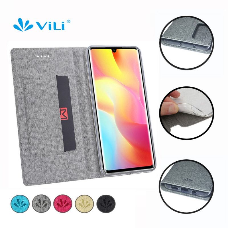 Folio-hoesje voor Xiaomi Mi Note 10 Lite Grijs Zwart Getextureerde Vili Dmx