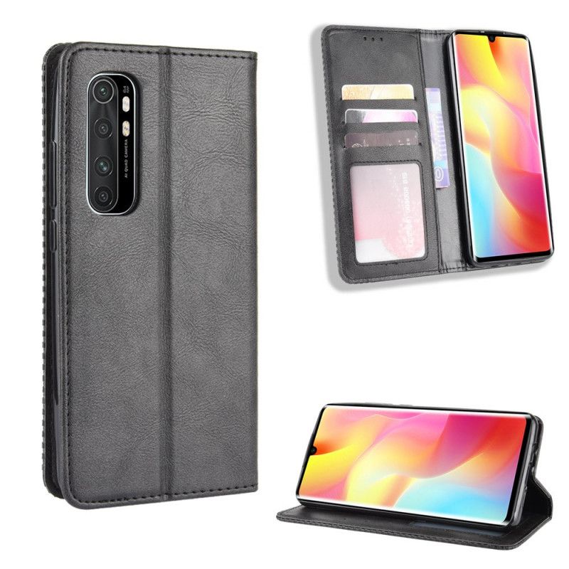 Folio-hoesje voor Xiaomi Mi Note 10 Lite Rood Zwart Gestileerd Vintage Leereffect