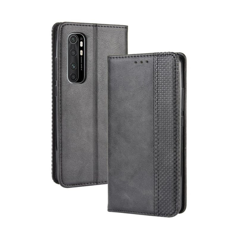 Folio-hoesje voor Xiaomi Mi Note 10 Lite Rood Zwart Gestileerd Vintage Leereffect