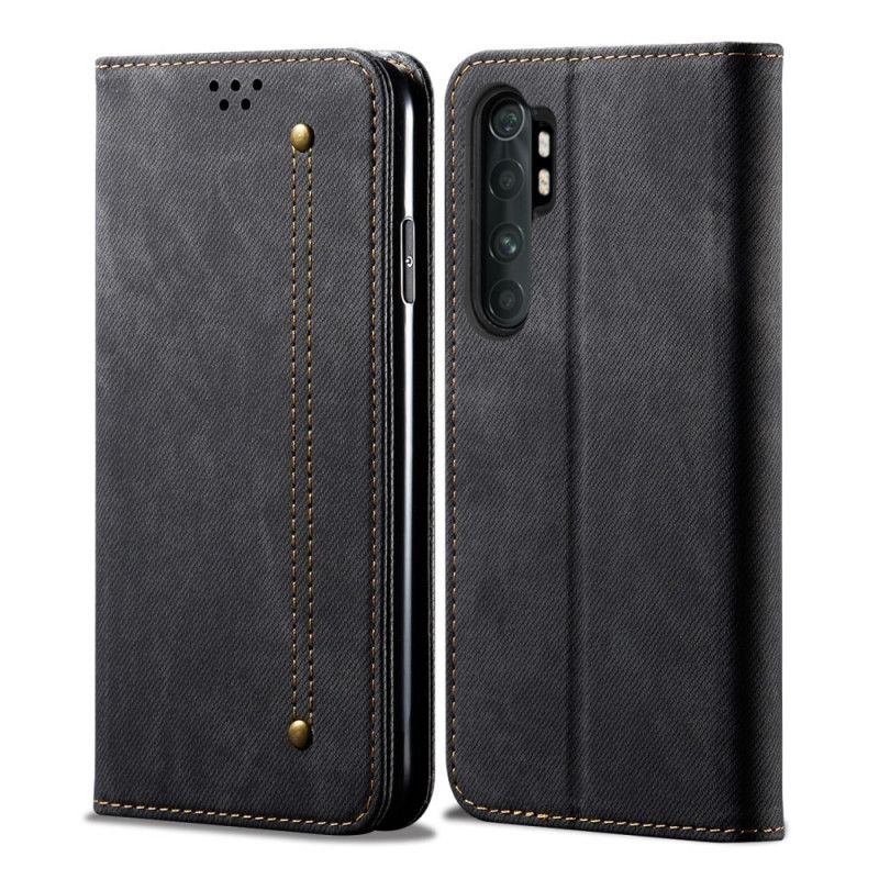 Folio-hoesje Xiaomi Mi Note 10 Lite Donkerblauw Zwart Jeansstof