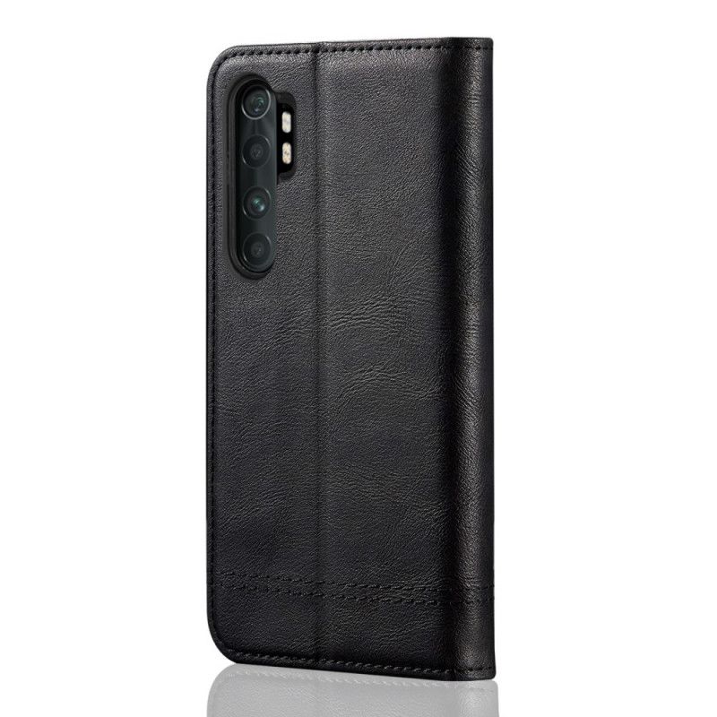 Folio-hoesje Xiaomi Mi Note 10 Lite Rood Zwart Stiksel Leereffect