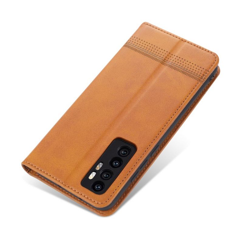 Folio-hoesje Xiaomi Mi Note 10 Lite Rood Zwart Telefoonhoesje Azns Leerstijl