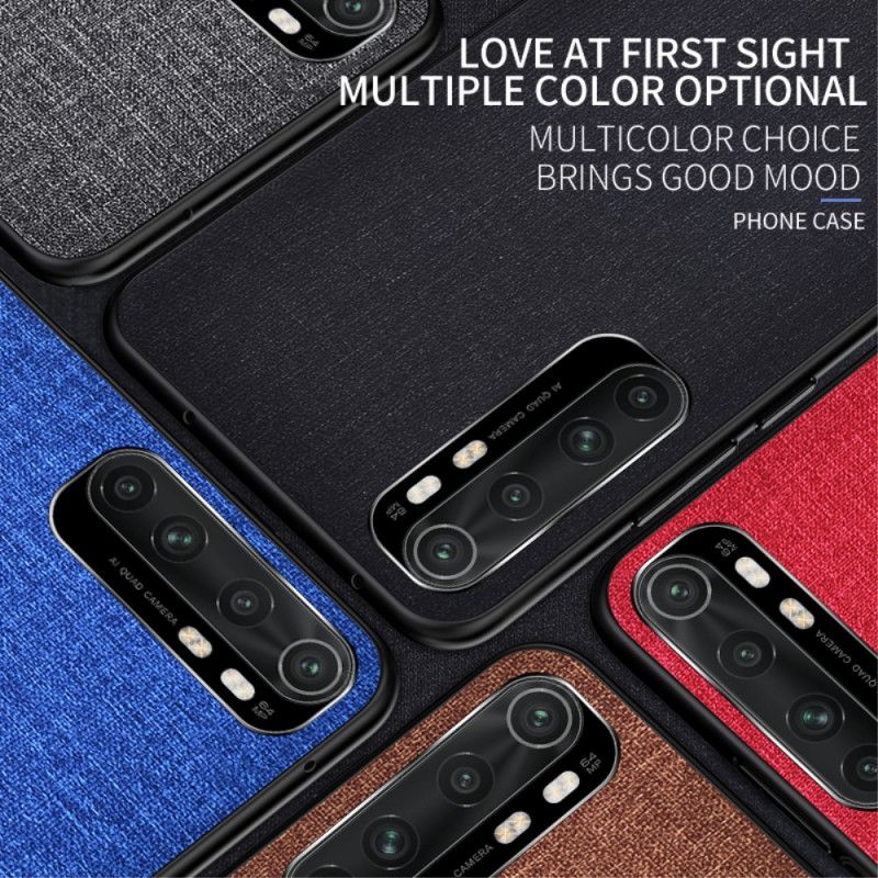 Hoesje voor Xiaomi Mi Note 10 Lite Grijs Zwart Stof Textuur