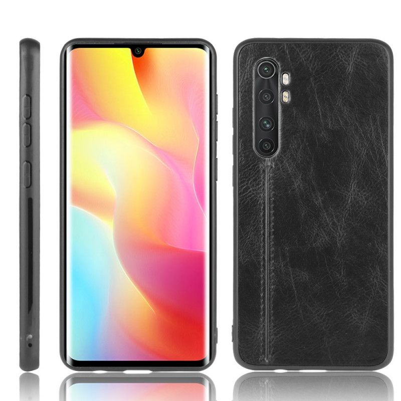 Hoesje Xiaomi Mi Note 10 Lite Geel Zwart Gestikt Leereffect