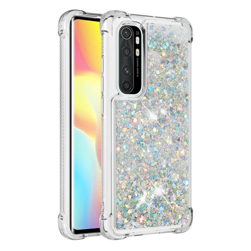 Hoesje Xiaomi Mi Note 10 Lite Magenta Grijs Verlangen Glitter