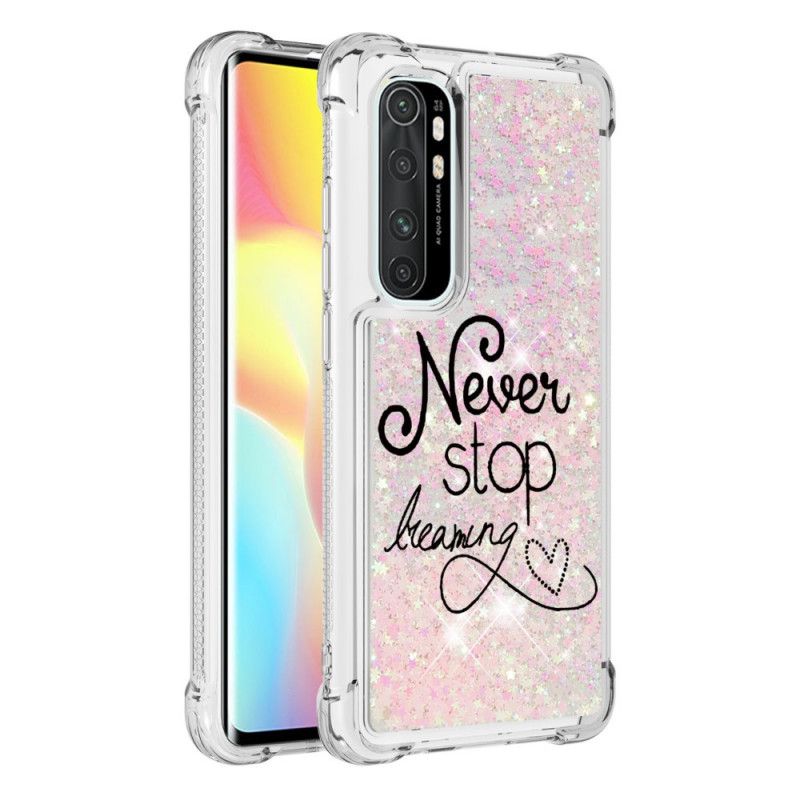 Hoesje Xiaomi Mi Note 10 Lite Stop Nooit Met Dromen Van Glitter