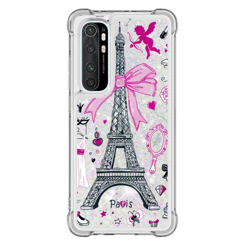 Hoesje Xiaomi Mi Note 10 Lite Telefoonhoesje Glitter Van De Eiffeltoren