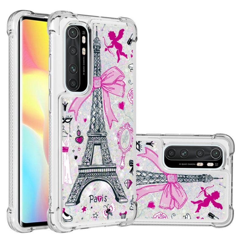 Hoesje Xiaomi Mi Note 10 Lite Telefoonhoesje Glitter Van De Eiffeltoren