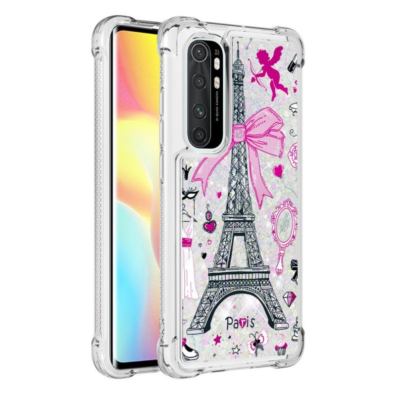 Hoesje Xiaomi Mi Note 10 Lite Telefoonhoesje Glitter Van De Eiffeltoren