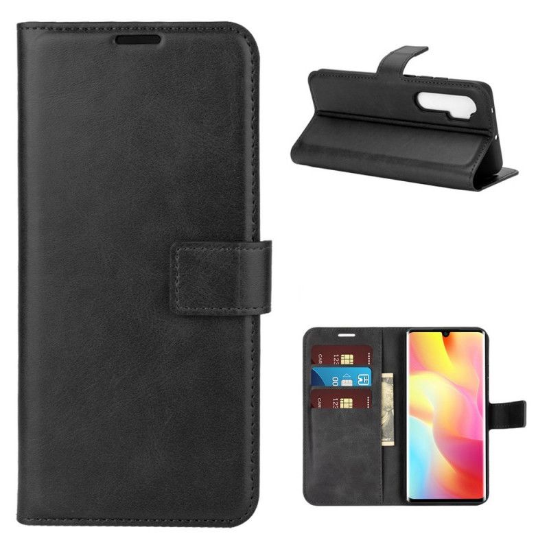 Leren Hoesje voor Xiaomi Mi Note 10 Lite Grijs Zwart Extreem Slank Leereffect