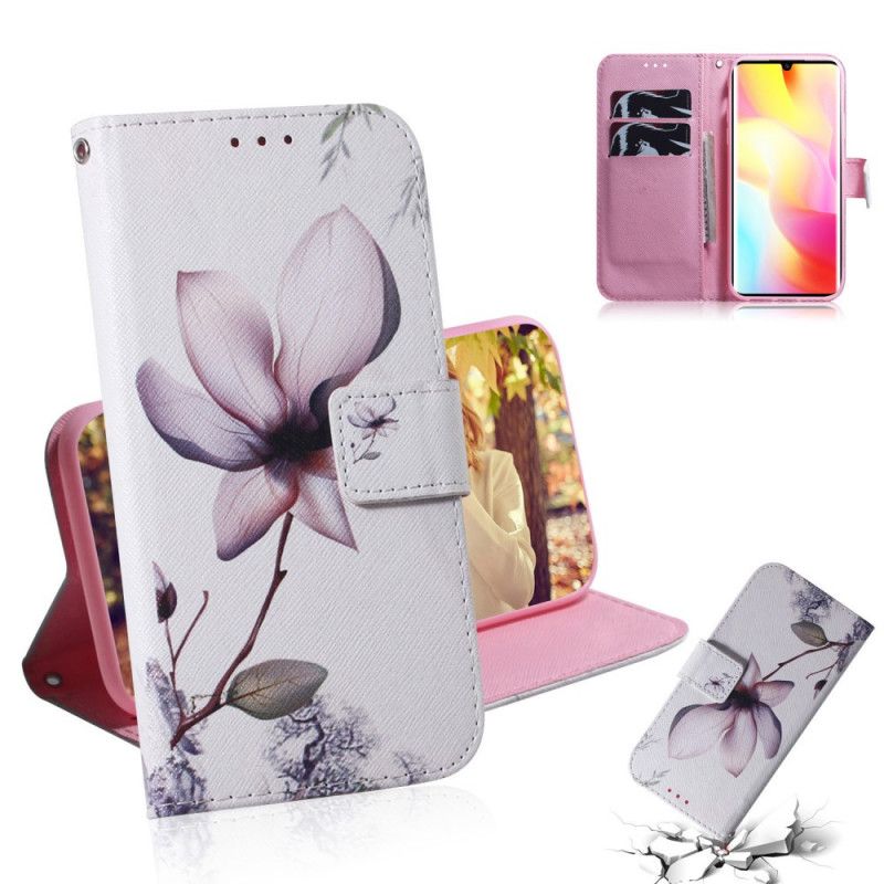 Leren Hoesje Xiaomi Mi Note 10 Lite Telefoonhoesje Oud Roze Bloem