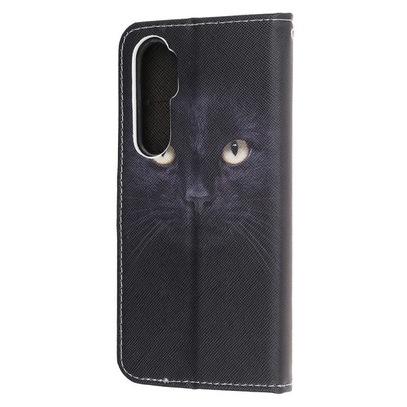 Leren Hoesje Xiaomi Mi Note 10 Lite Zwarte Kattenogen