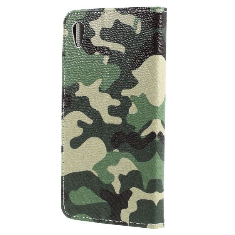 Leren Hoesje Sony Xperia XA1 Ultra Telefoonhoesje Militaire Camouflage