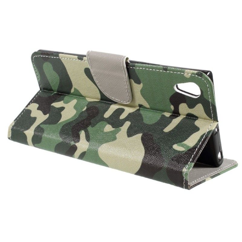 Leren Hoesje Sony Xperia XA1 Ultra Telefoonhoesje Militaire Camouflage