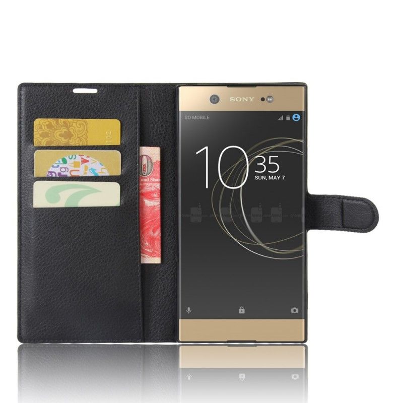 Leren Hoesje voor Sony Xperia XA1 Ultra Wit Zwart Retro Kunstleer