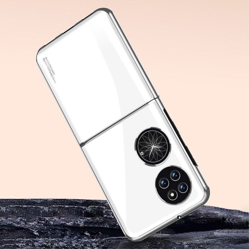 Hoesje Huawei P50 Pocket Zwart Metalen Stijl Randen Bescherming Hoesje