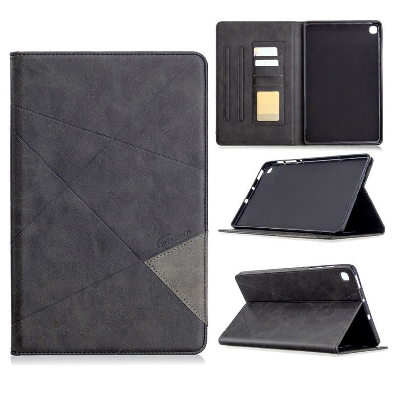 Cover Samsung Galaxy Tab S6 Lite Grijs Zwart Geometrisch Leereffect