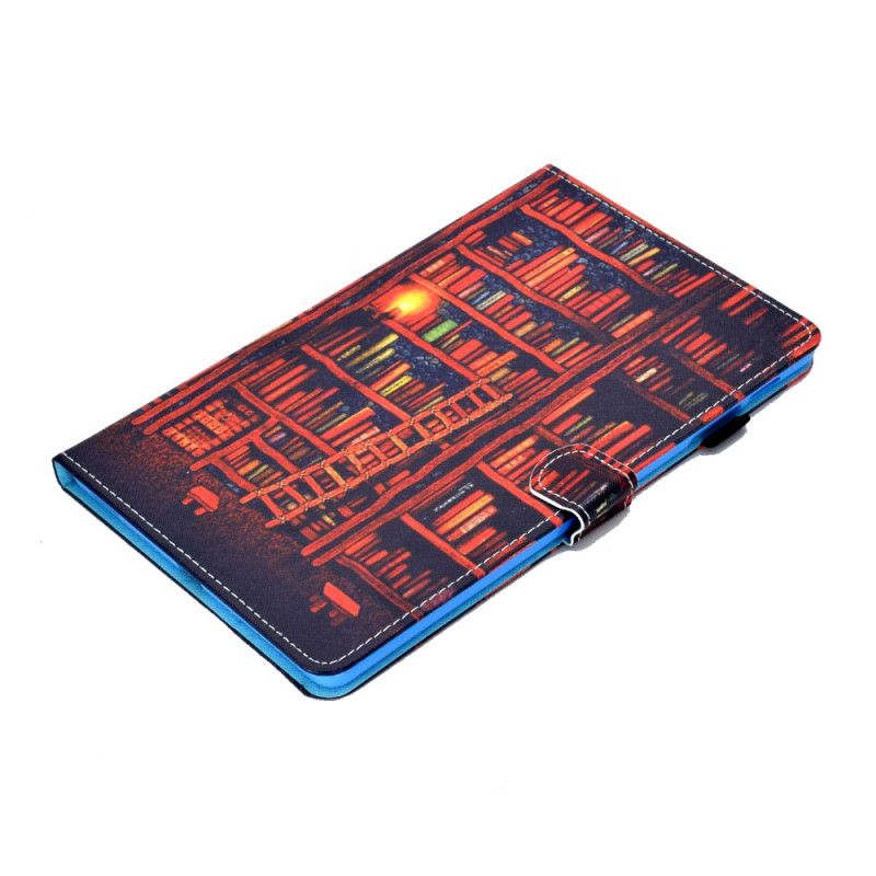 Flip Case Leren Samsung Galaxy Tab S6 Lite Donkerrood Bruin Bibliotheek