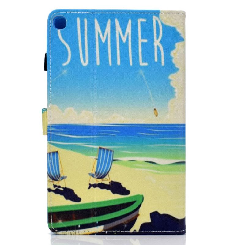 Flip Case Leren Samsung Galaxy Tab S6 Lite Lichtblauw Groen Strand