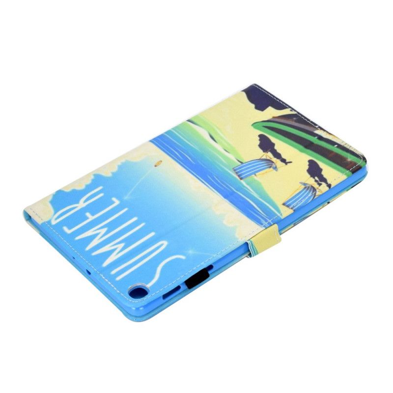 Flip Case Leren Samsung Galaxy Tab S6 Lite Lichtblauw Groen Strand