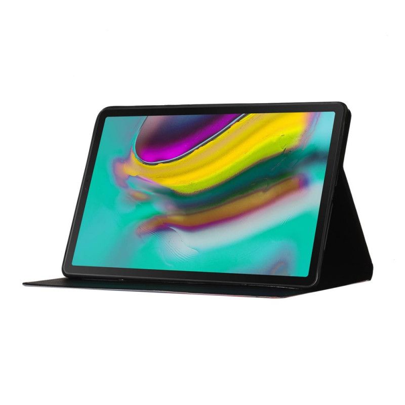 Leren Hoesje Samsung Galaxy Tab S6 Lite Grijs Zwart Telefoonhoesje Bloemen Bloemen Bloemen