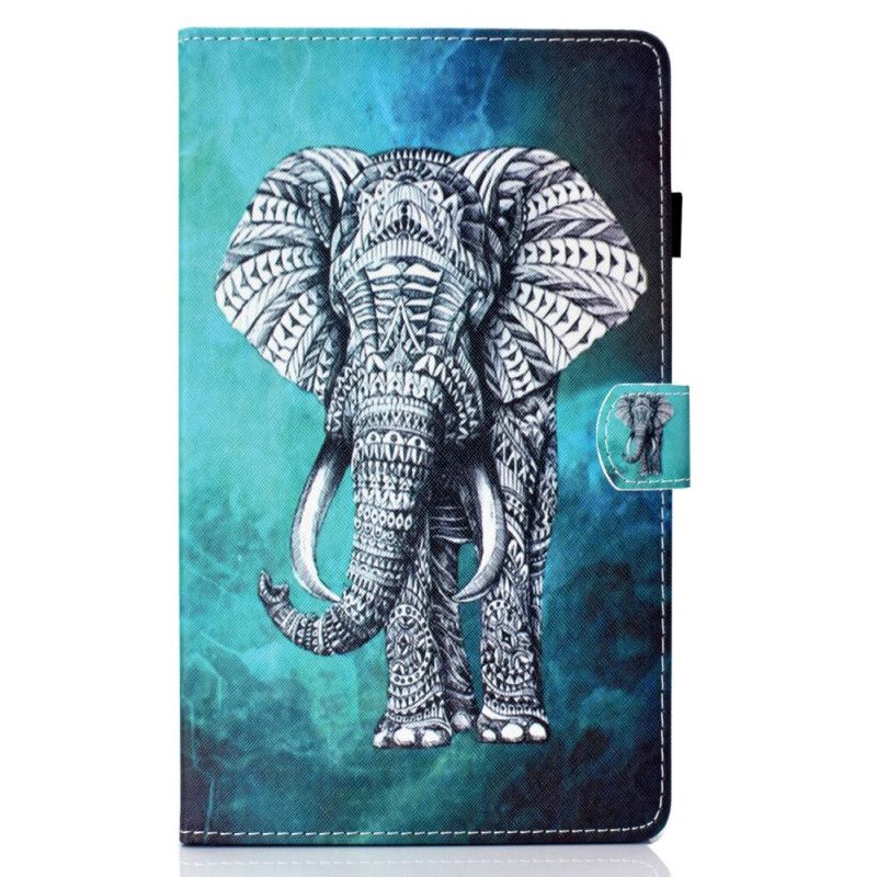 Leren Hoesje Samsung Galaxy Tab S6 Lite Tribale Olifant