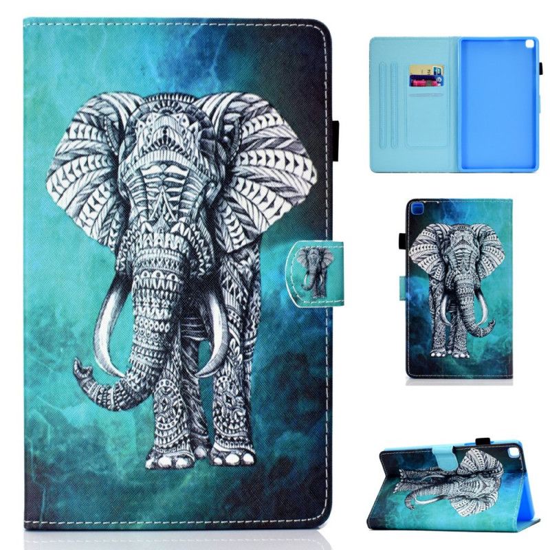 Leren Hoesje Samsung Galaxy Tab S6 Lite Tribale Olifant