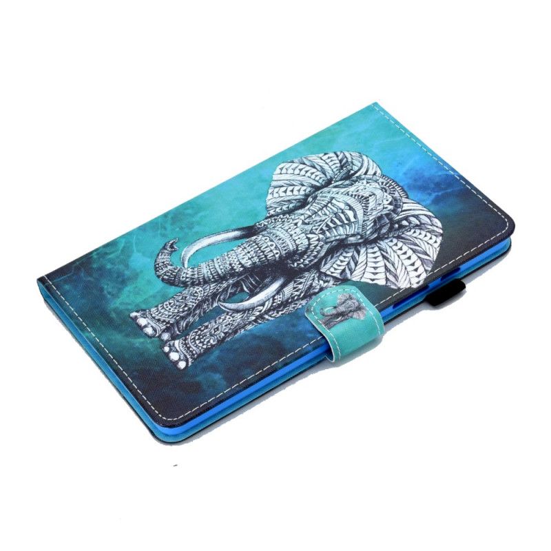 Leren Hoesje Samsung Galaxy Tab S6 Lite Tribale Olifant