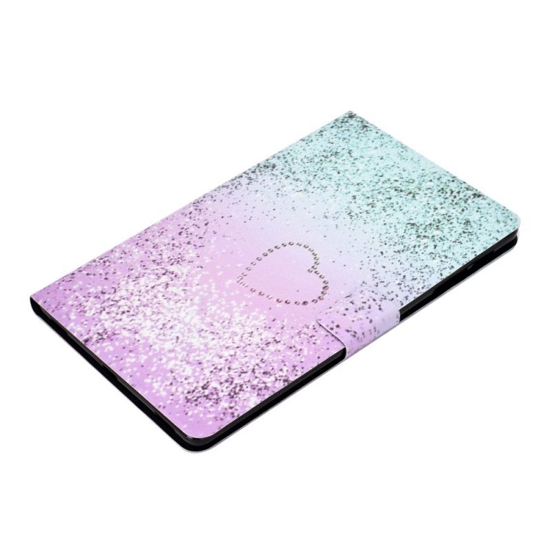 Leren Hoesje voor Samsung Galaxy Tab S6 Lite Cyaan Groen Glanzende Pailletten