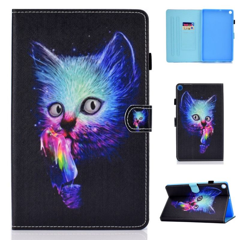 Leren Hoesje voor Samsung Galaxy Tab S6 Lite Psycho Cat