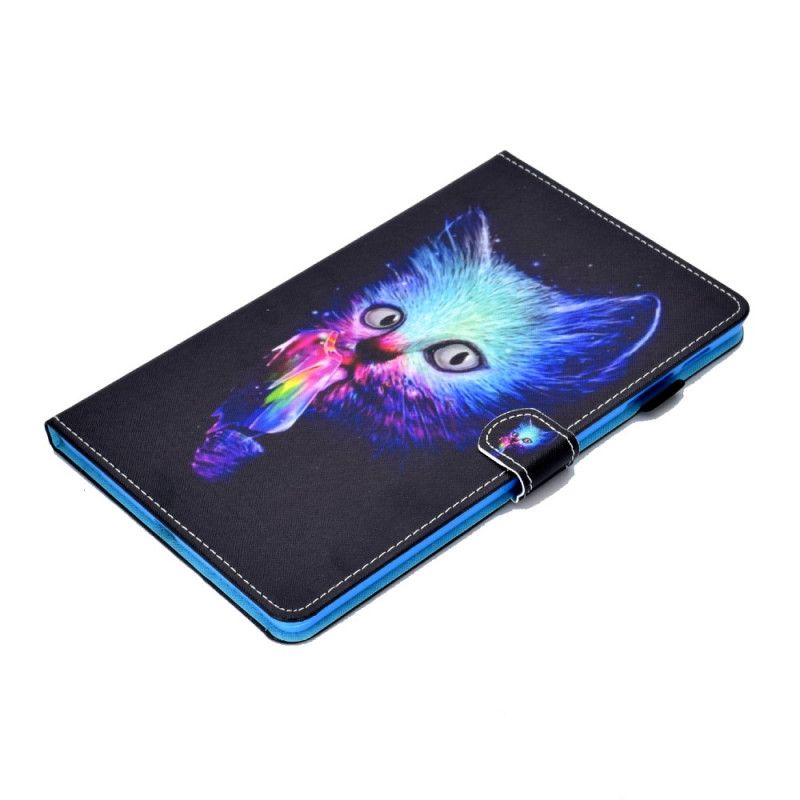 Leren Hoesje voor Samsung Galaxy Tab S6 Lite Psycho Cat