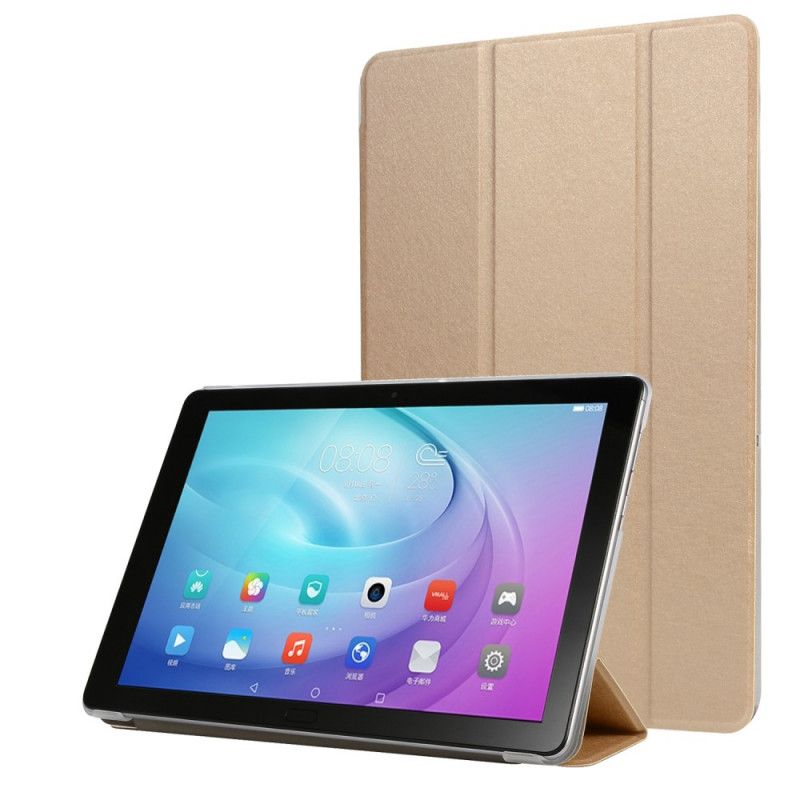 Smart Case Samsung Galaxy Tab S6 Lite Wit Zwart Kunstleer Zijdetextuur